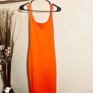 Zara orange Midi Bodycon dress